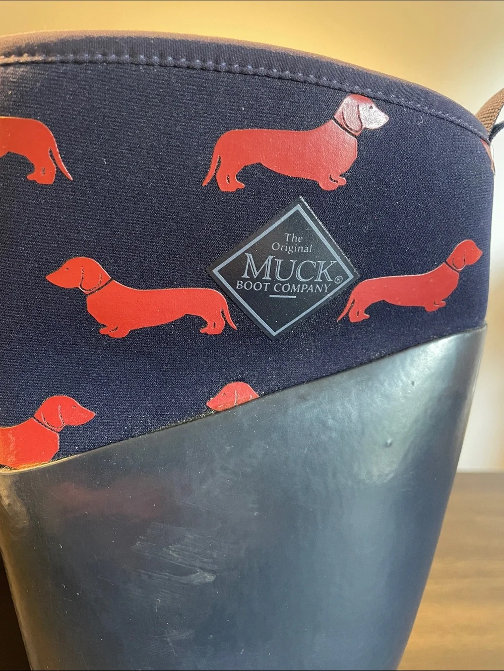 Muck Boot Company X Emily Bond Women's Red Dachshund Print Wellies
